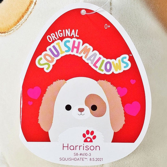 Squishmallow Harrison the Valentine's Day Puppy Dog 8" 2022 UltraSoft Plush - Picture 7 of 8